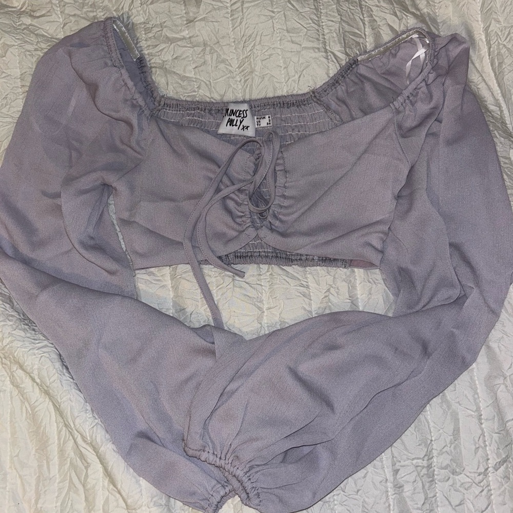 Princess Polly Lavender Long Sleeve Crop Top